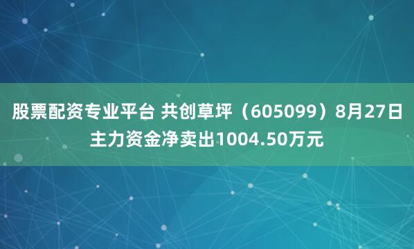 股票配资专业平台 共创草坪（605099）8月27日主力资金净卖出1004.50万元